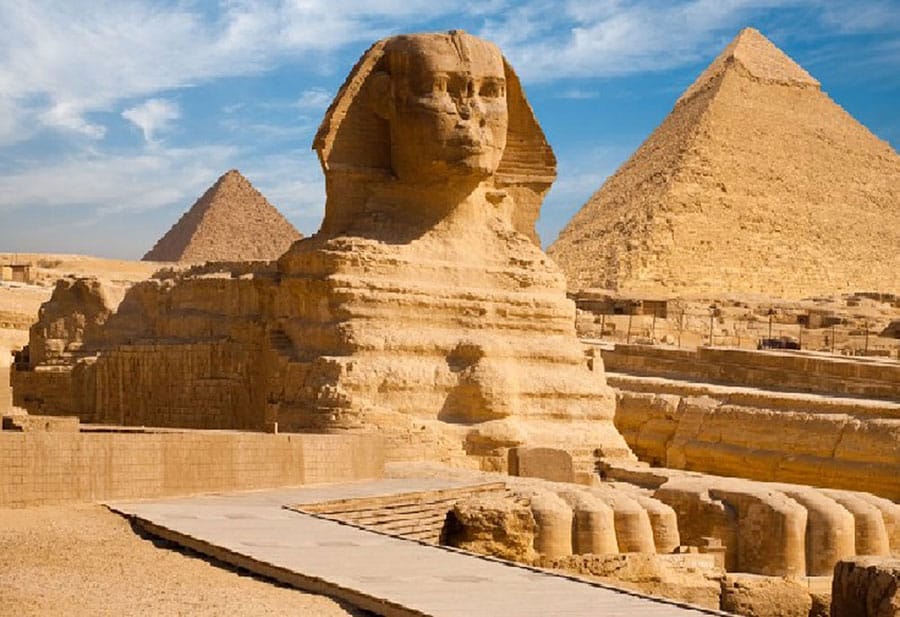 The Great Pyramids of Giza and the Sphinx.